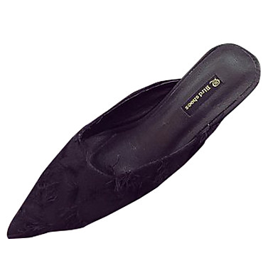 Women's Shoes Cotton Summer Slingback Clogs & Mules Kitten Heel Pointed Toe Black / Beige / Purple Women's Shoes Cotton Summer Slingback Clogs & Mules Kitten Heel Pointed Toe Black / Beige / Purple