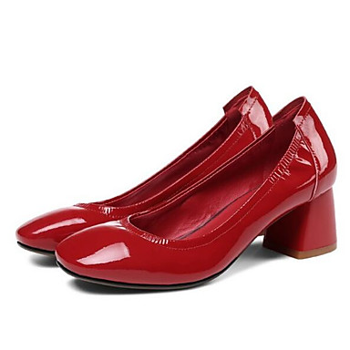 Women's Shoes Patent Leather Fall Comfort Heels Chunky Heel Black / Red / Almond Women's Shoes Patent Leather Fall Comfort Heels Chunky Heel Black / Red / Almond