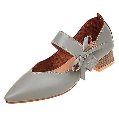 Women's Shoes PU(Polyurethane) Summer Basic Pump Heels Chunky Heel Pointed Toe Bowknot Black / Beige / Green Women's Shoes PU(Polyurethane) Summer Basic Pump Heels Chunky Heel Pointed Toe Bowknot Black / Beige / Green