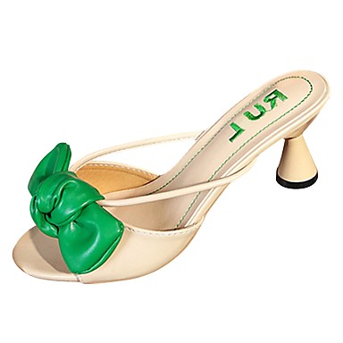 Women's Shoes PU(Polyurethane) Summer Slingback Sandals Flared Heel Round Toe Bowknot Orange / Green Women's Shoes PU(Polyurethane) Summer Slingback Sandals Flared Heel Round Toe Bowknot Orange / Green