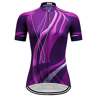 TELEYI Women's Short Sleeve Cycling Jersey Purple Stripes ...