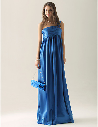 Sheath Column One Shoulder Floor Length Charmeuse Bridesmaid Dress Sheath Column One Shoulder Floor Length Charmeuse Bridesmaid Dress With D Ruched Pleats By Lan Ting Bride Open Back 118935 2018 36 00