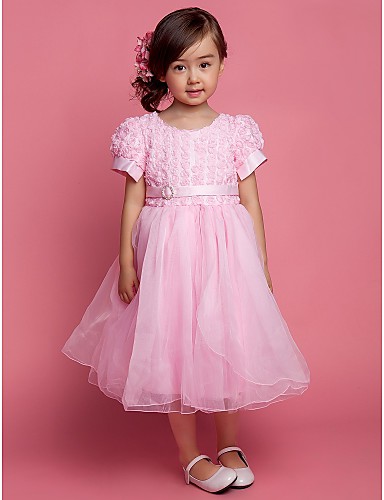 A-Line Ball Gown Princess Knee Length Flower Girl Dress - Polyester ...