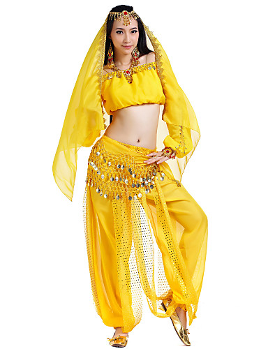 Belly Dance Outfits Womens Performance Chiffon Beading Coins Sequins 4