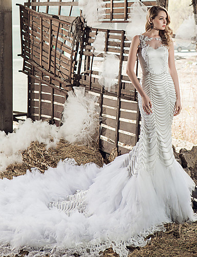 Fit Flare Wedding Dress White One Shoulder 2697221 2019 584 99