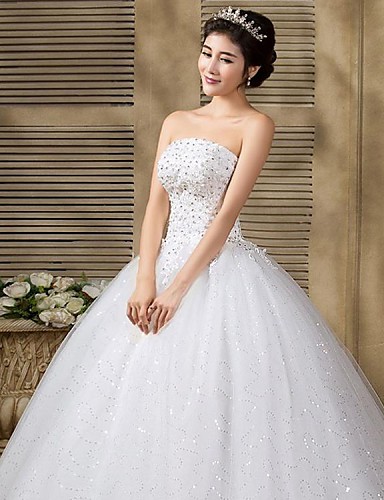 vestido de boda corte evasé/corte princesa sin tirantes hasta el