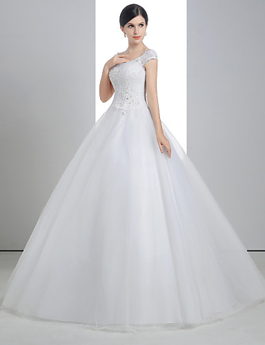 Ball Gown Floor-length Wedding Dress - Scoop Lace/Organza/Charmeuse ...