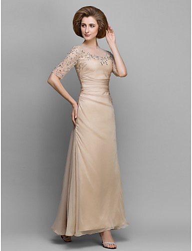 A-Line Jewel Neck Ankle Length Chiffon Mother of the Bride Dress with ...