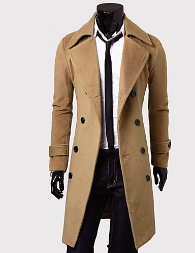 Men's Work Vintage Long Slim Coat - Solid Colored / Long Sleeve ...