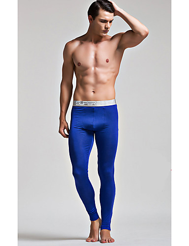 Men's Polyester Long Johns Solid Colored Modern Style Low Waist ...